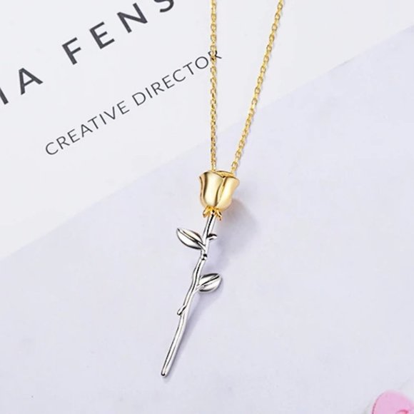 COPY - *NEW 925 Sterling Silver Two  Tone Rose Ne… - Picture 5 of 7